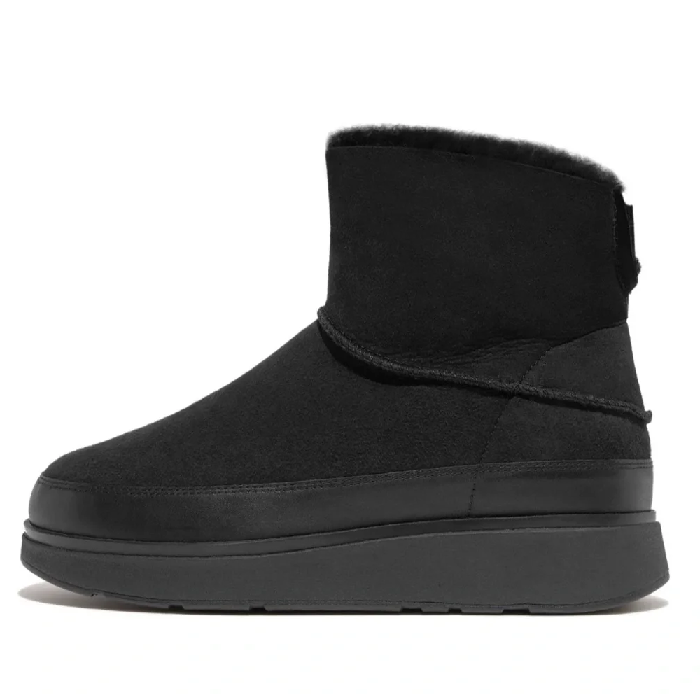 NEW FITFLOP women's gen-ff mini double-faced shearling boots in all black